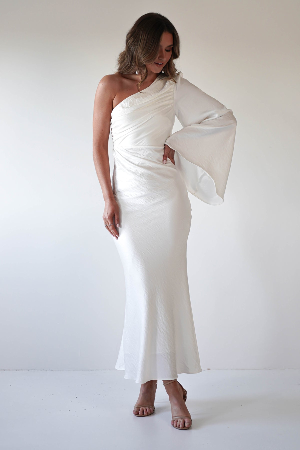 Sylvana Silky Maxi Dress | Ivory-Oh Hello Clothing