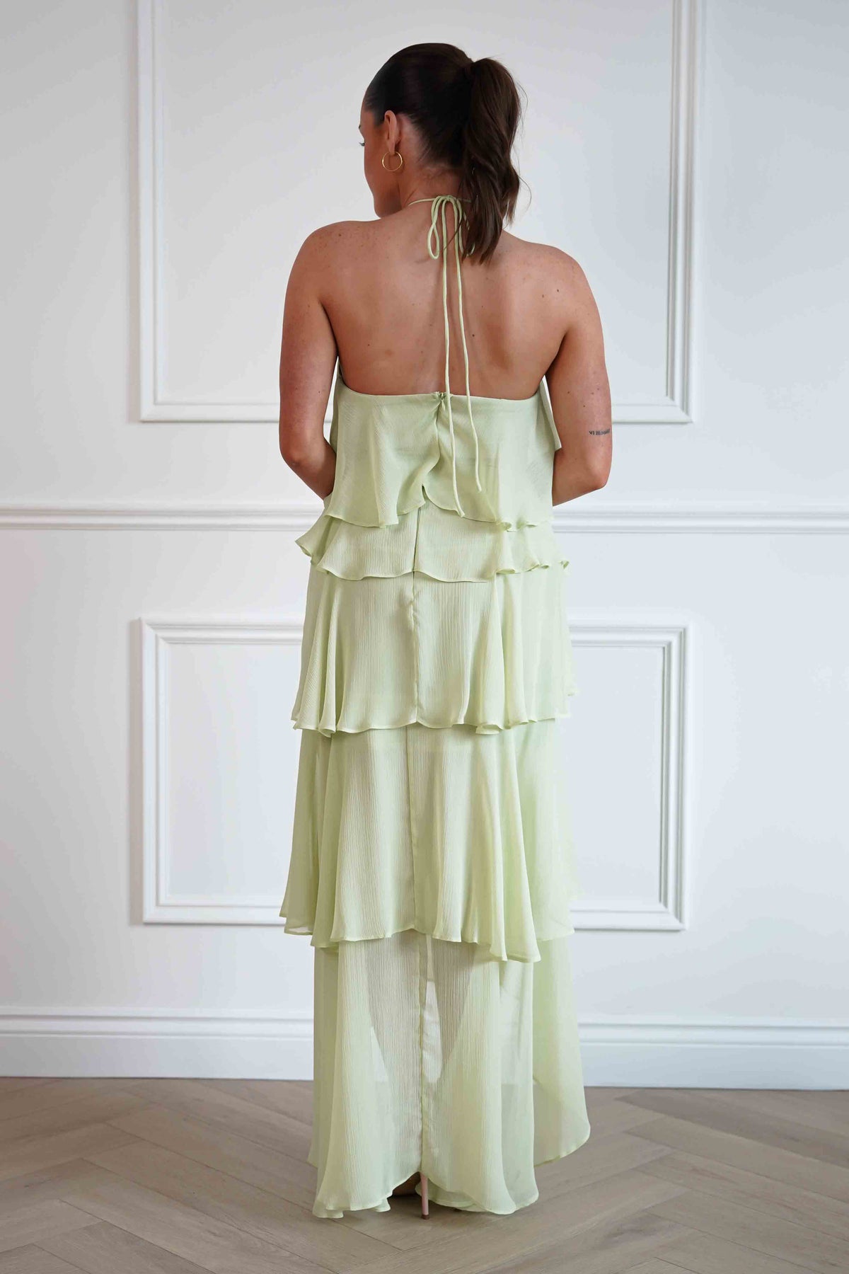 Tala Ruffle Tiered Halterneck Maxi Dress | Sage-Oh Hello Clothing