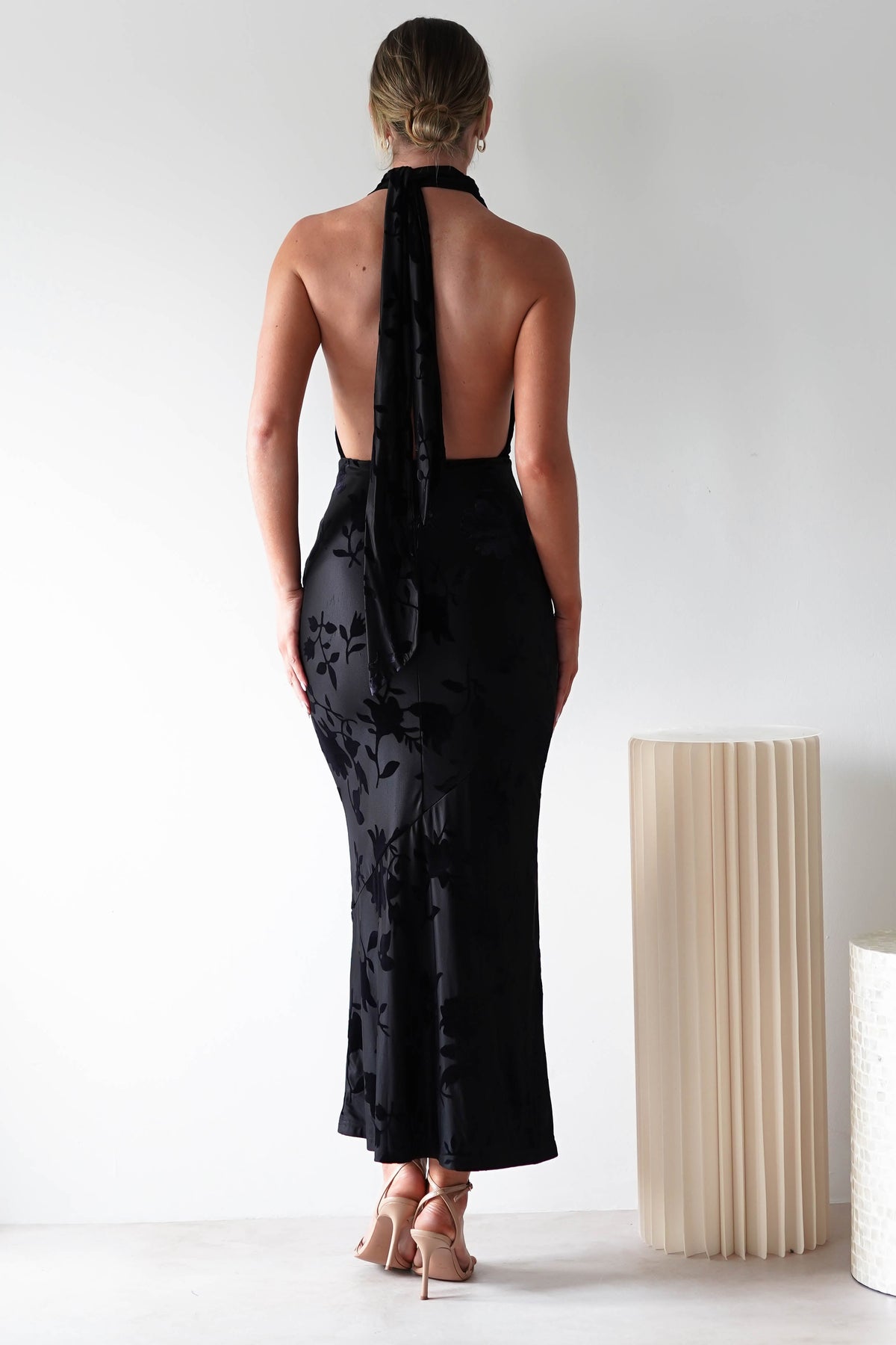 Tara Floral Jacquard Maxi Dress | Black-Oh Hello Clothing