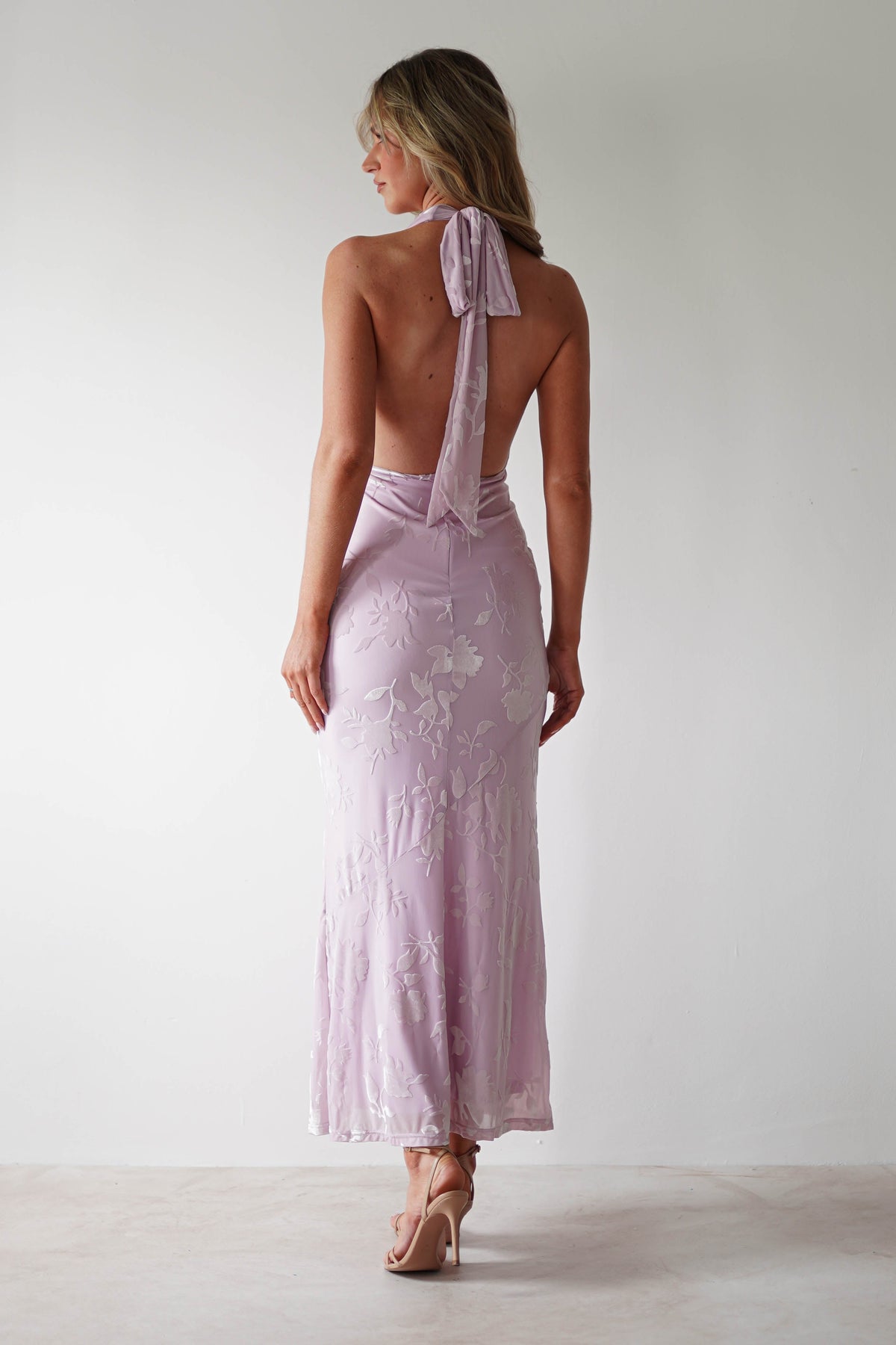 Tara Floral Jacquard Maxi Dress | Light Lilac-Oh Hello Clothing