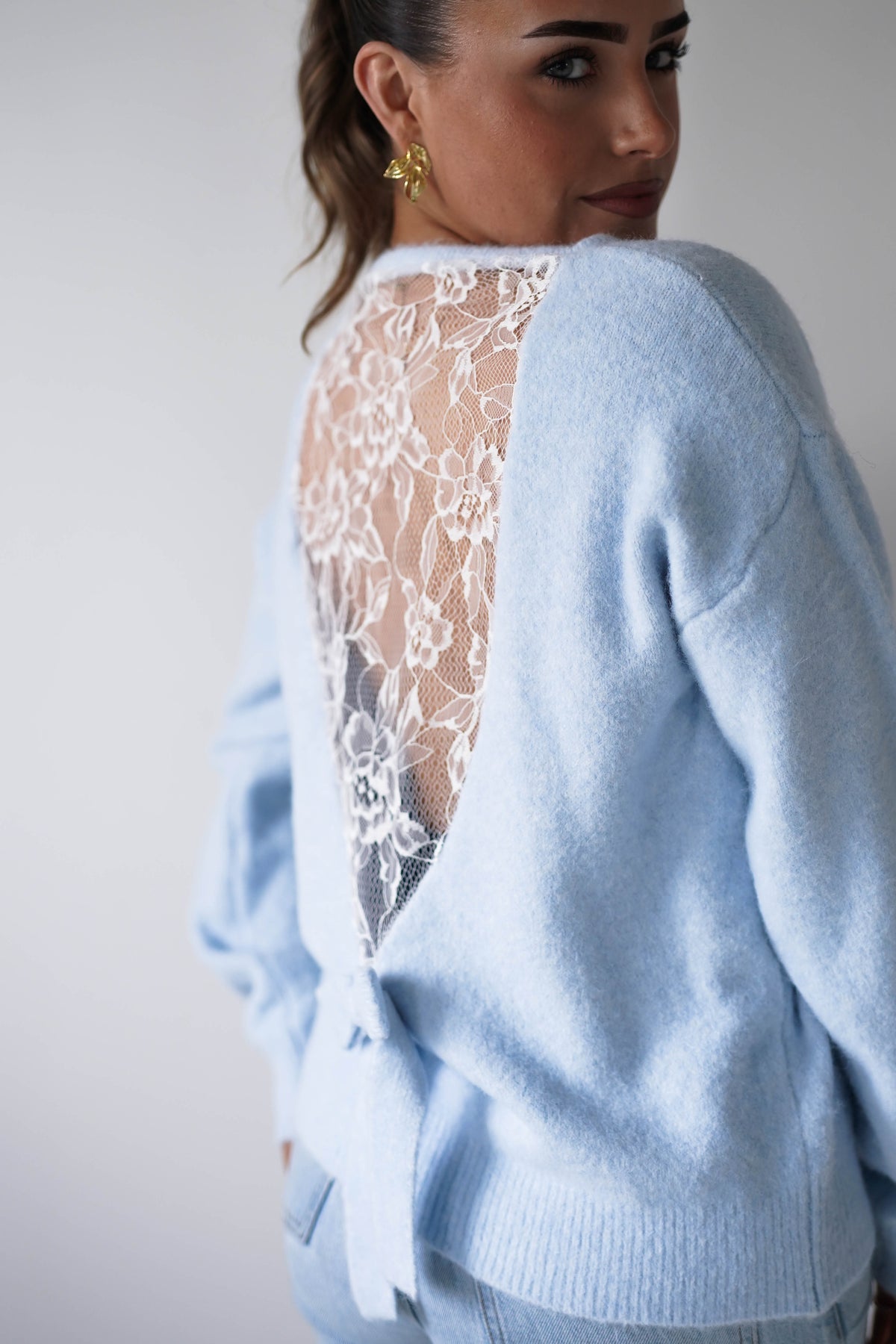 Tegan Lace Back Detail Jumper | Blue-Oh Hello Clothing