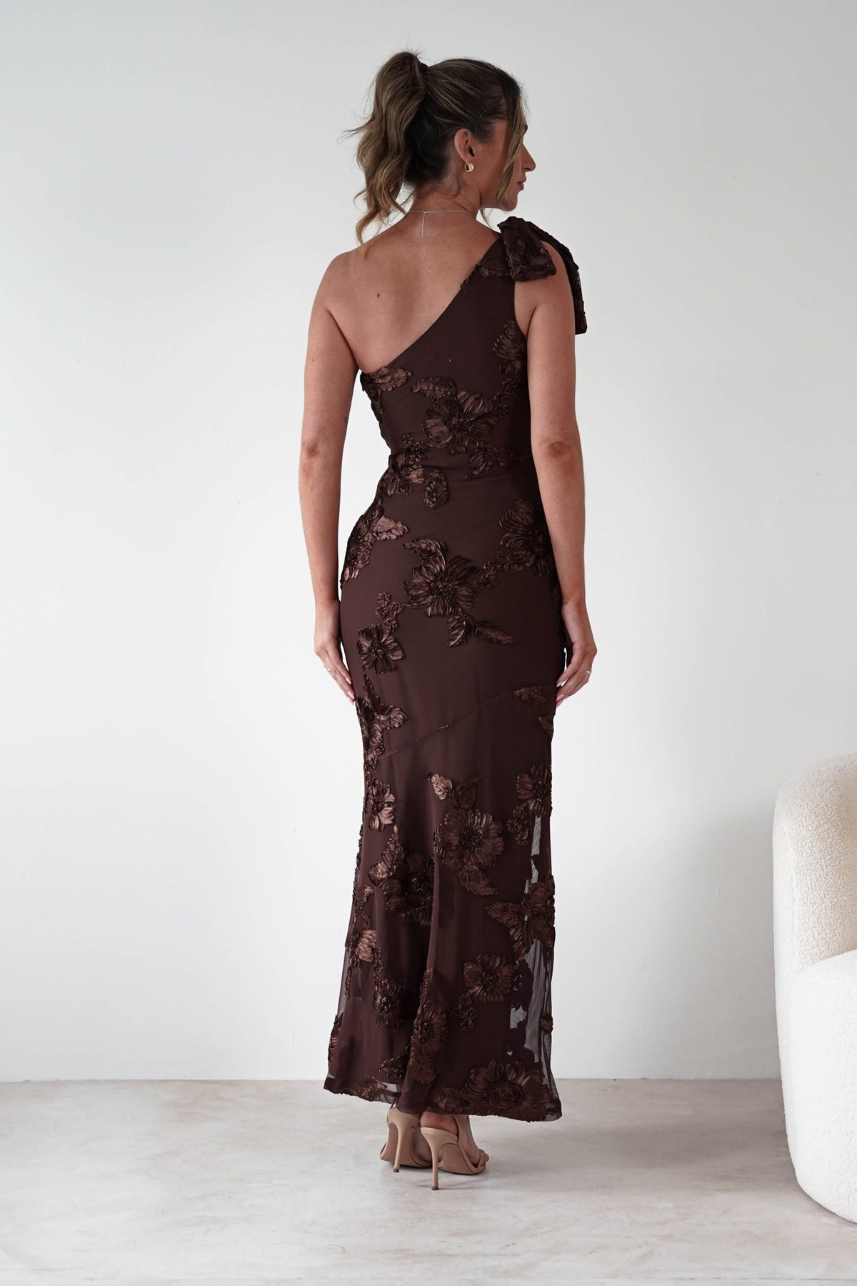 Thelma Floral Textured Maxi Dress | Brown-Oh Hello Clothing