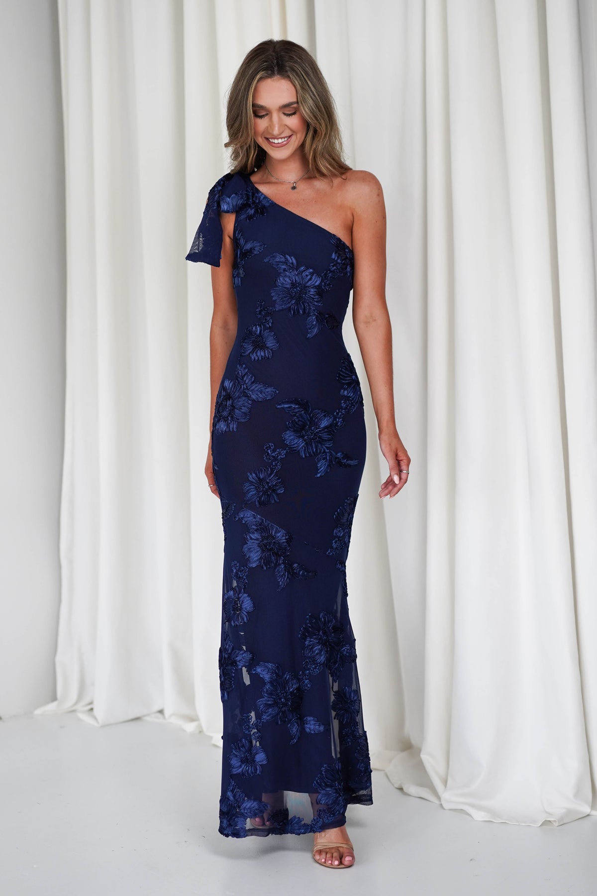 Thelma Floral Textured Maxi Dress | Navy-Oh Hello Clothing