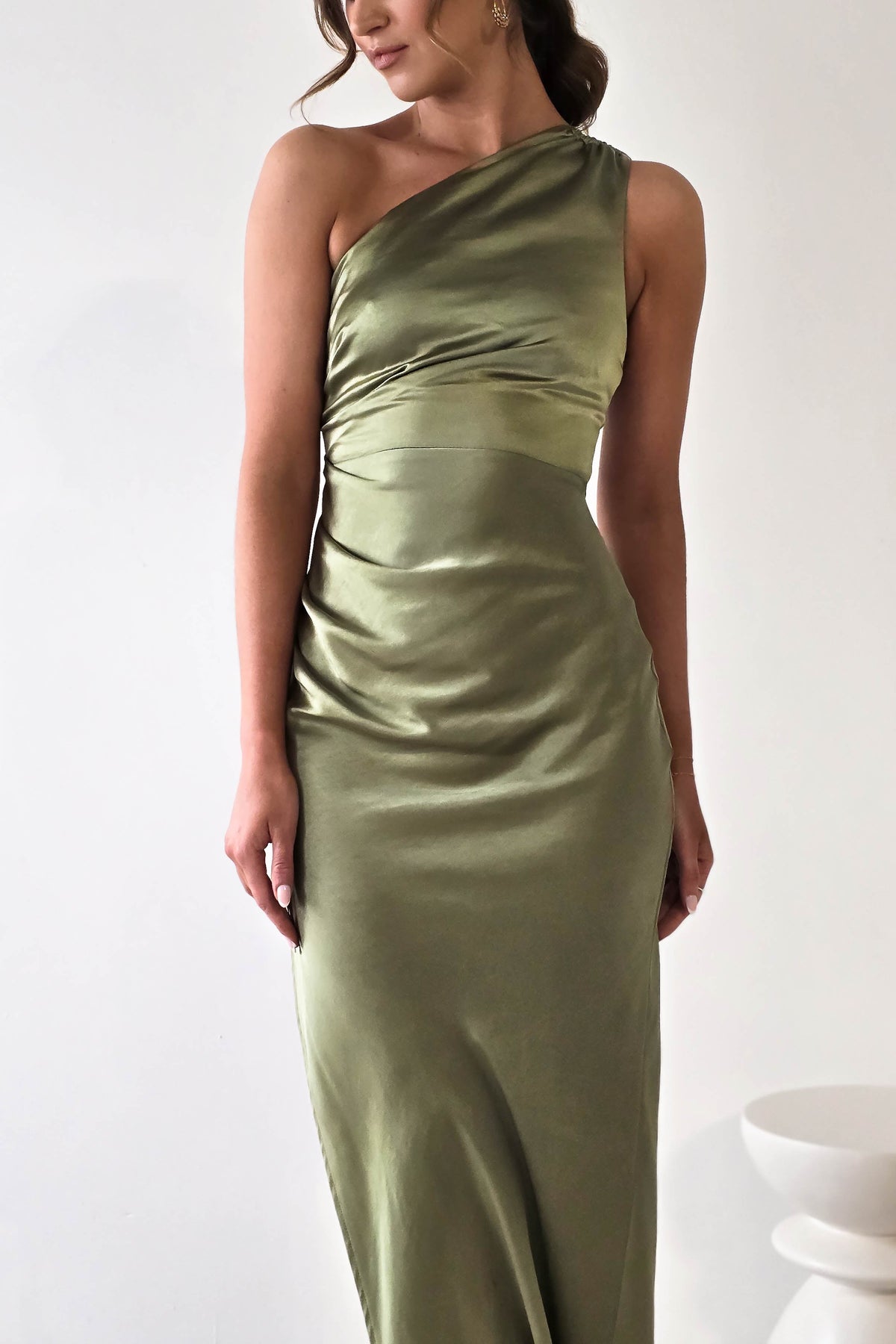 Thessy Soft Satin Maxi Dress | Olive-Oh Hello Clothing