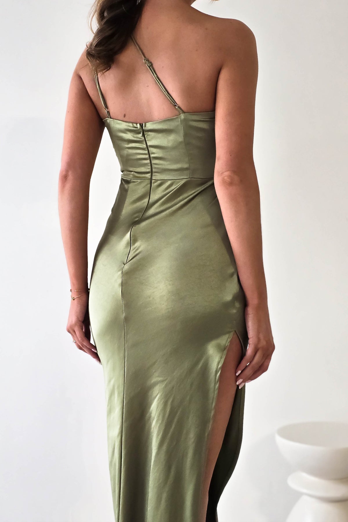 Thessy Soft Satin Maxi Dress | Olive-Oh Hello Clothing