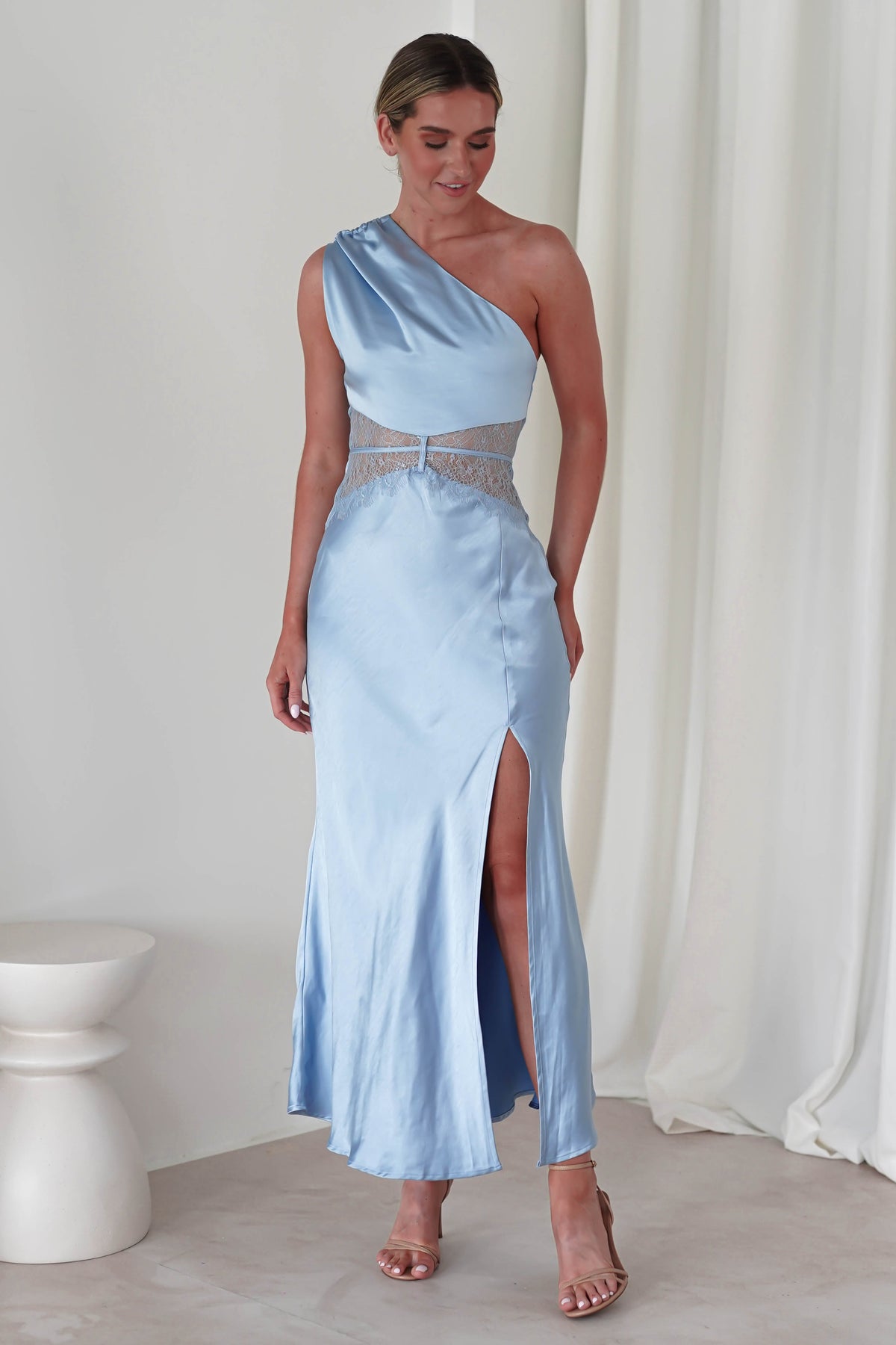 Valentina Soft Satin Maxi Dress | Blue-Oh Hello Clothing
