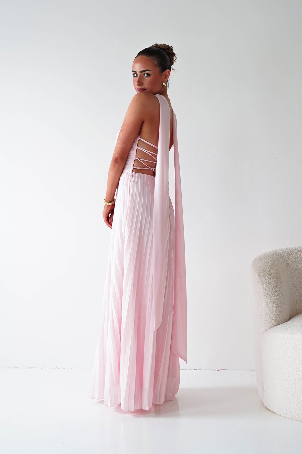 Vasanti Pleated Strapless Maxi Dress | Blush-Oh Hello Clothing