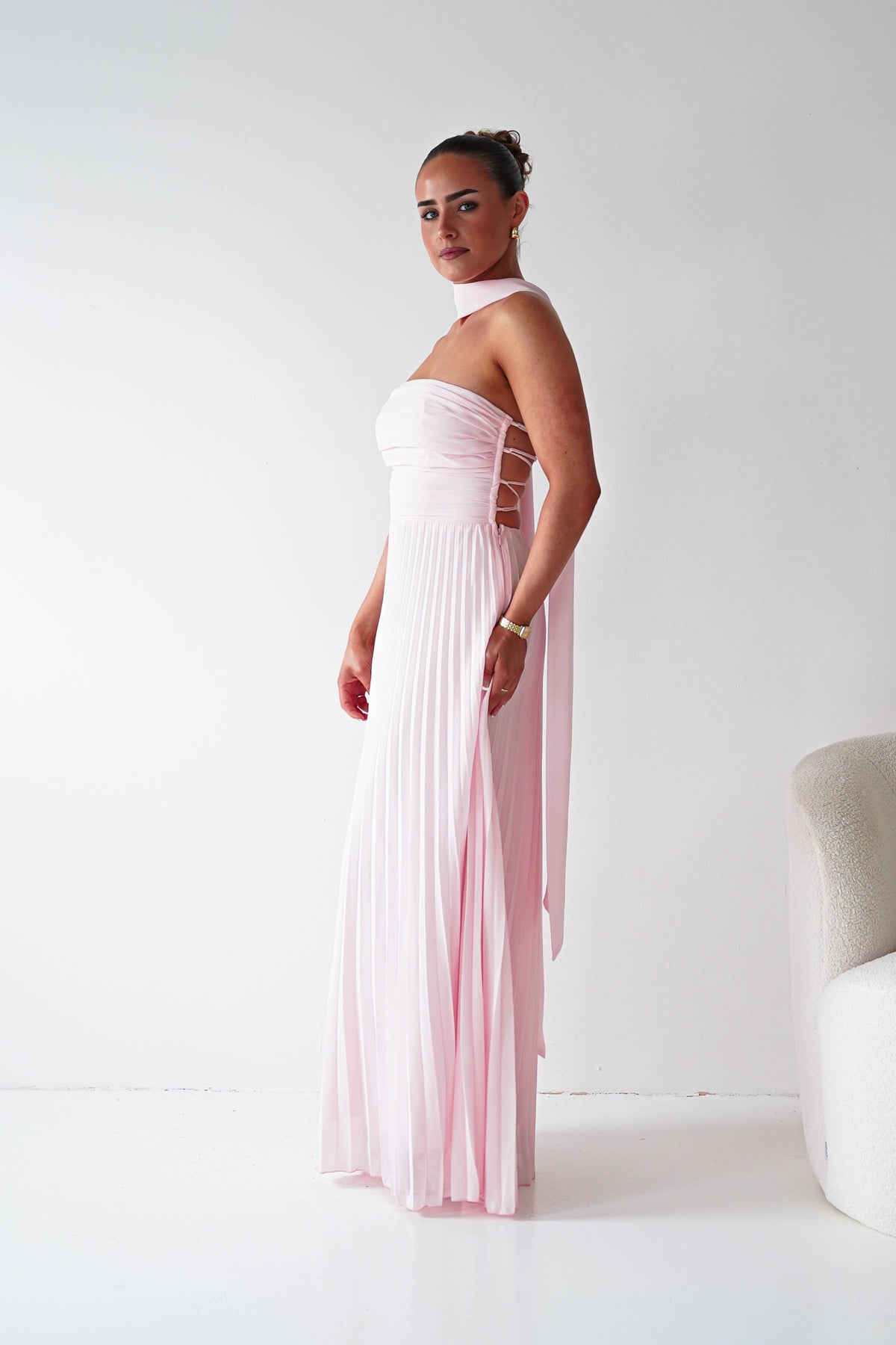 Vasanti Pleated Strapless Maxi Dress | Blush-Oh Hello Clothing