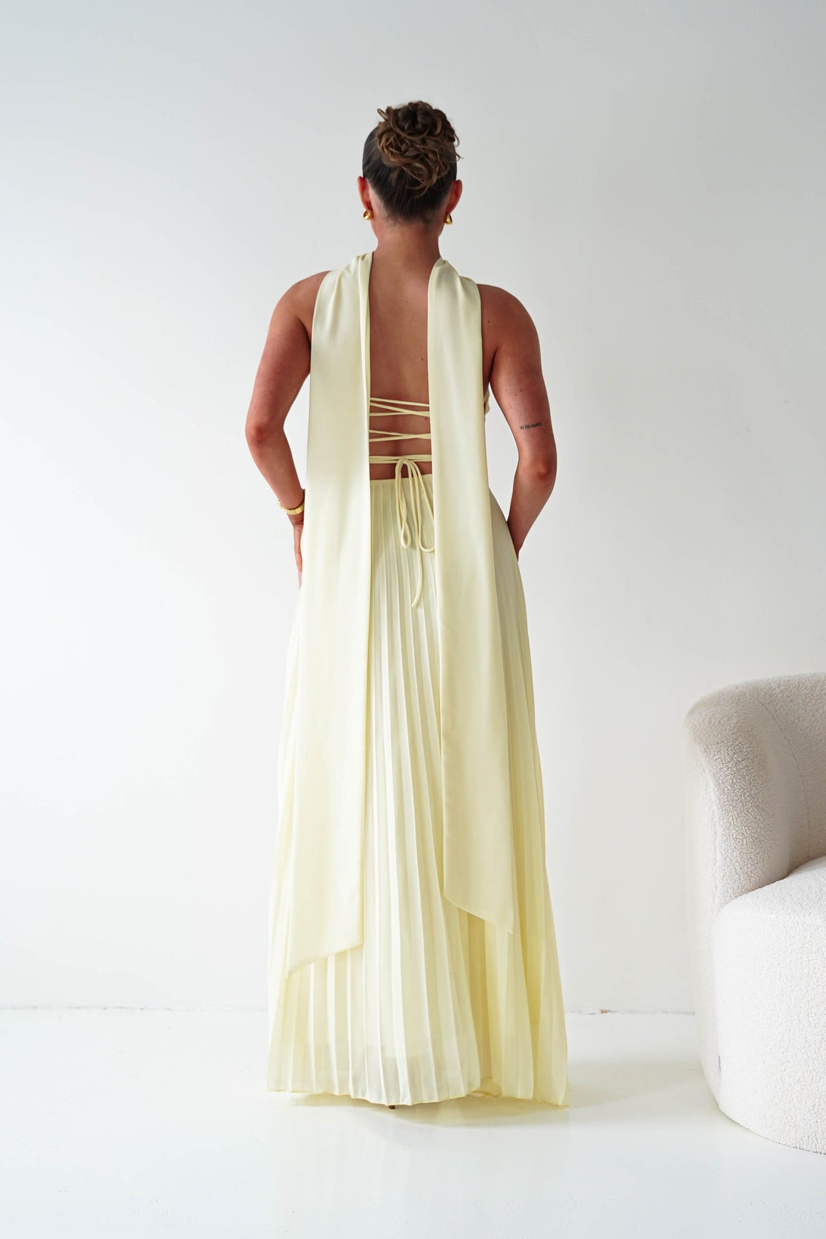 Vasanti Pleated Strapless Maxi Dress | Yellow-Oh Hello Clothing