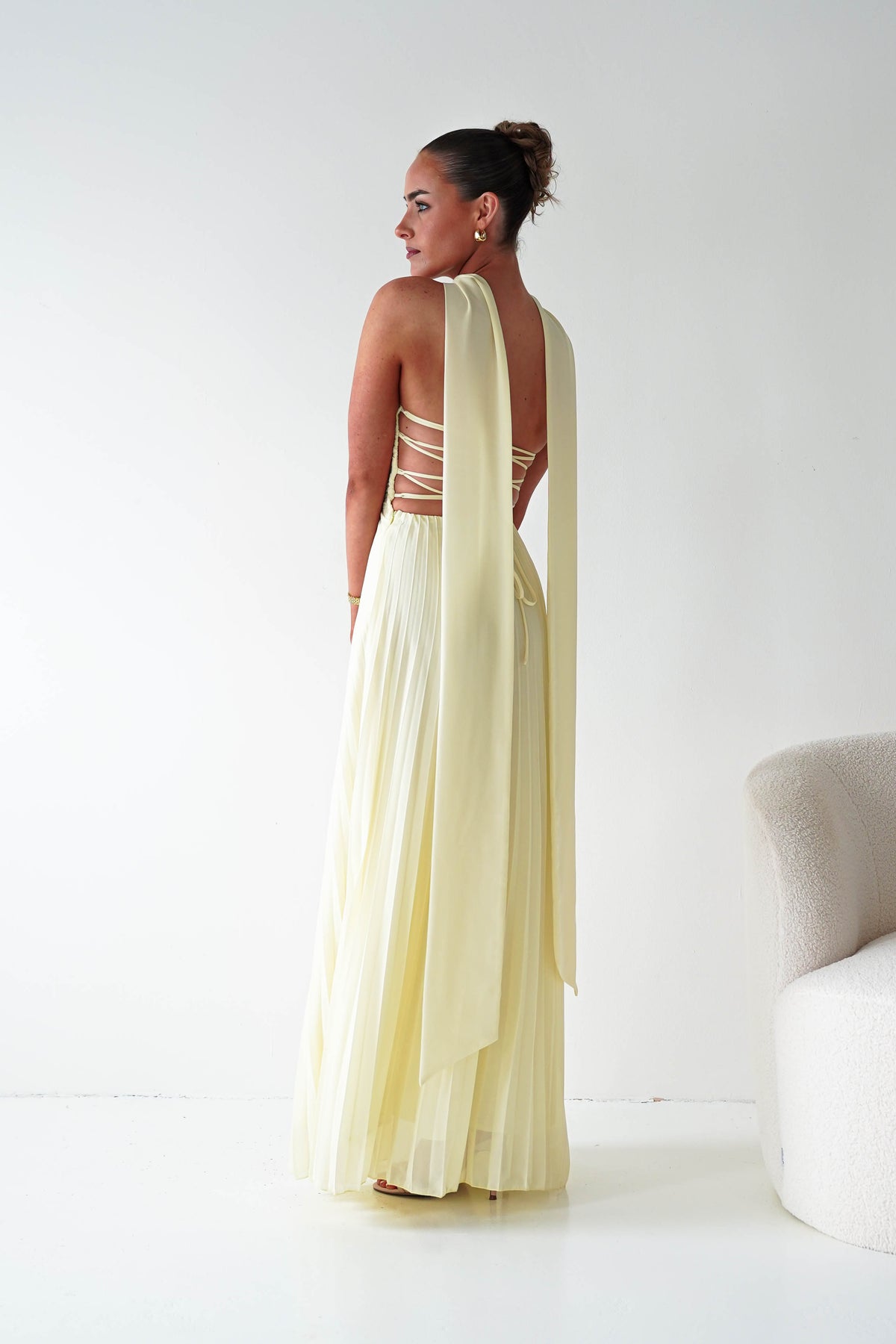 Vasanti Pleated Strapless Maxi Dress | Yellow-Oh Hello Clothing
