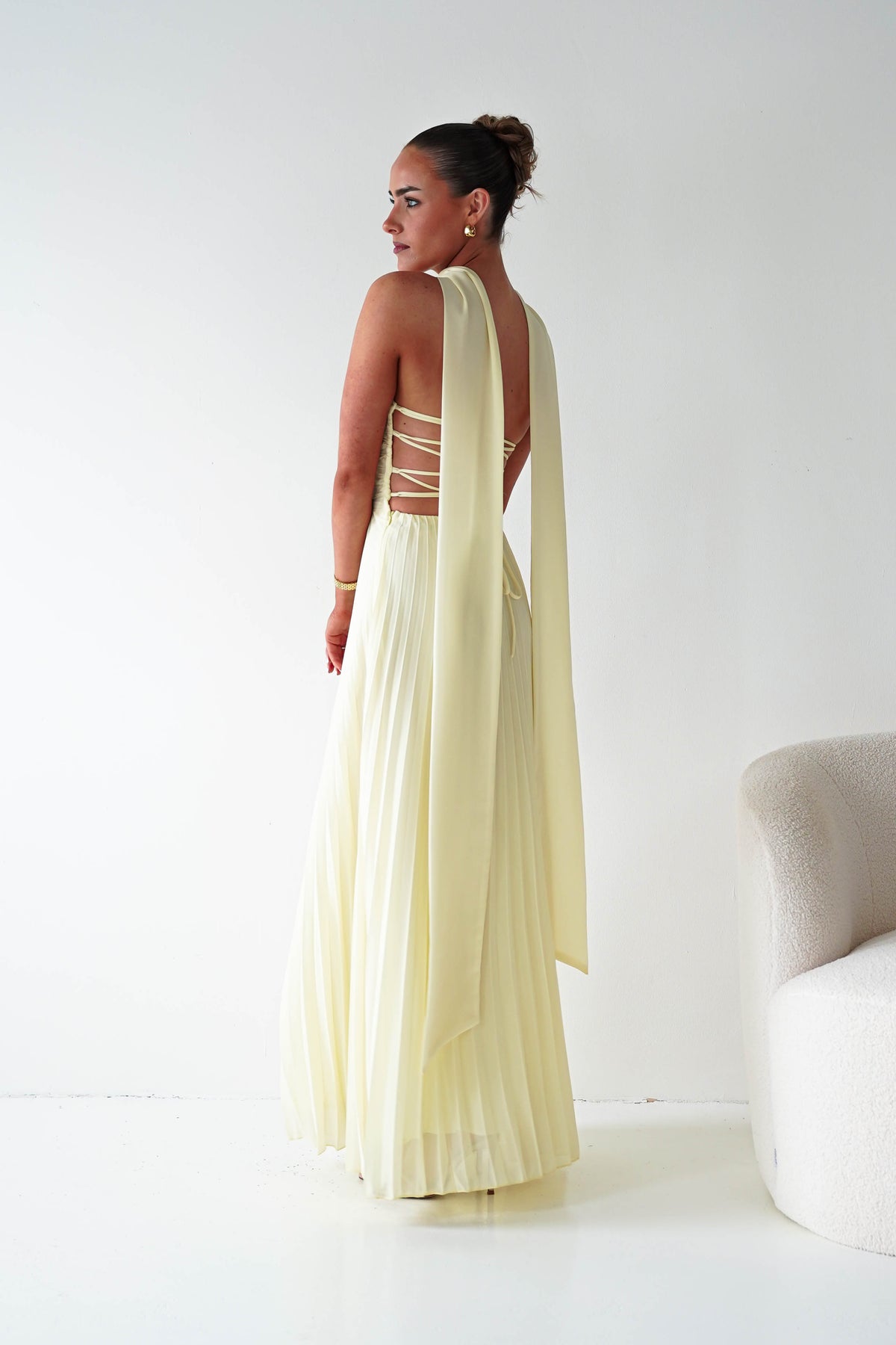 Vasanti Pleated Strapless Maxi Dress | Yellow-Oh Hello Clothing