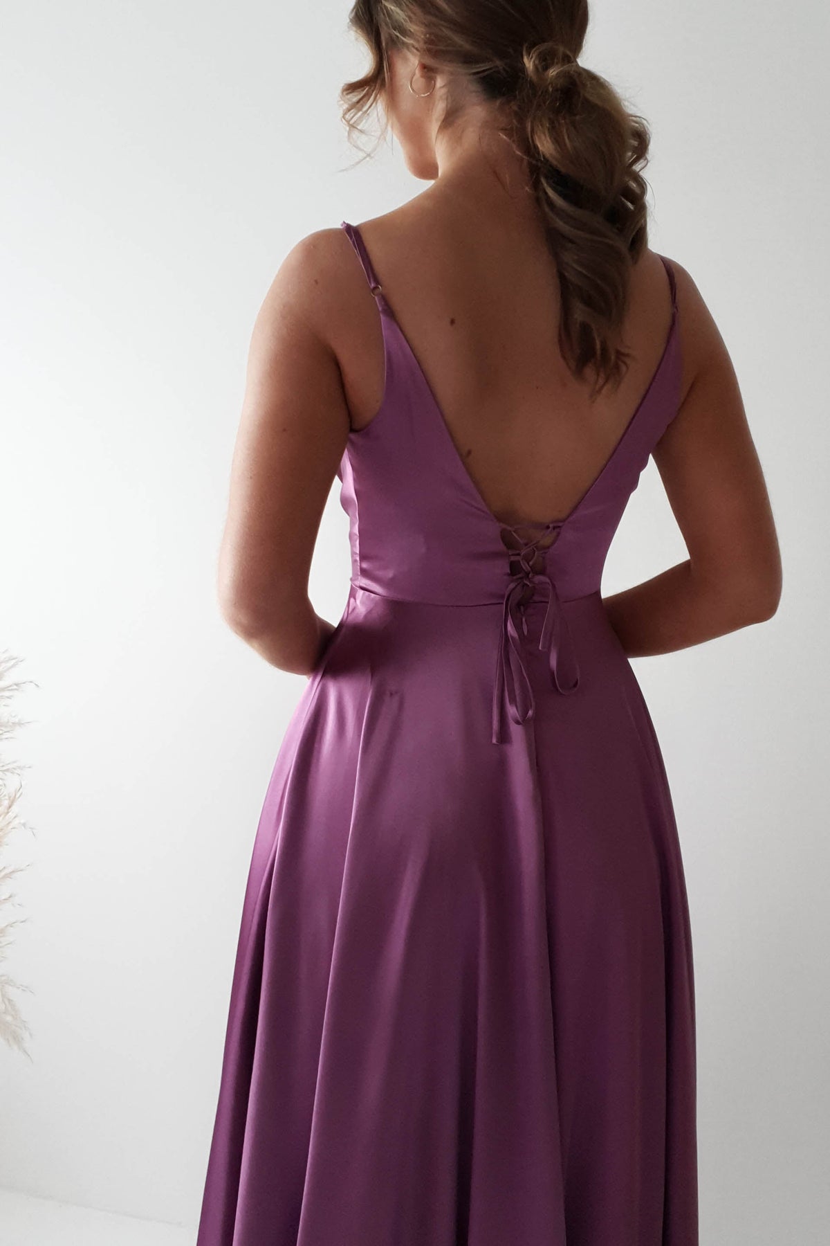Velia Satin Maxi Gown | Violet-Oh Hello Clothing