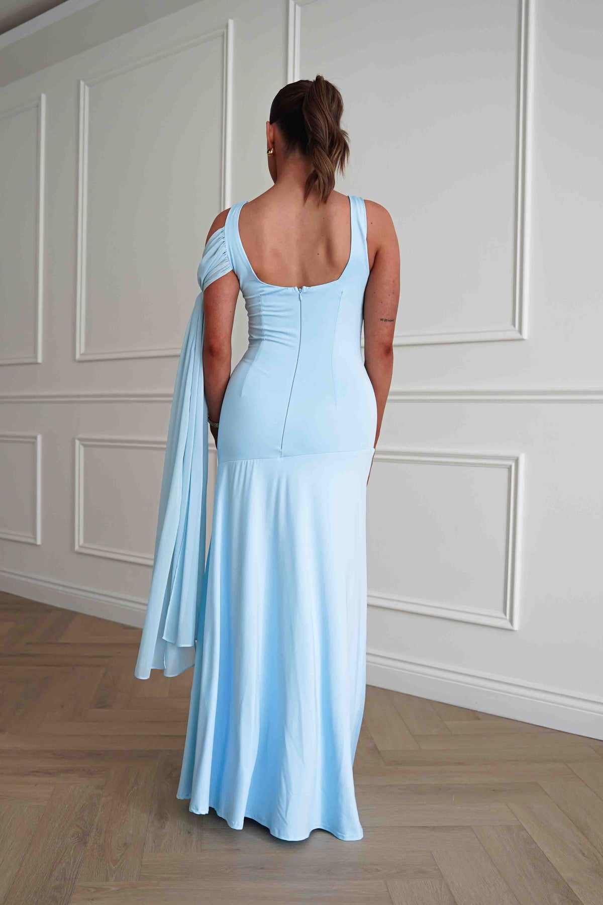 Veronika Asymmetric Drape Detail Maxi Dress | Blue-Oh Hello Clothing