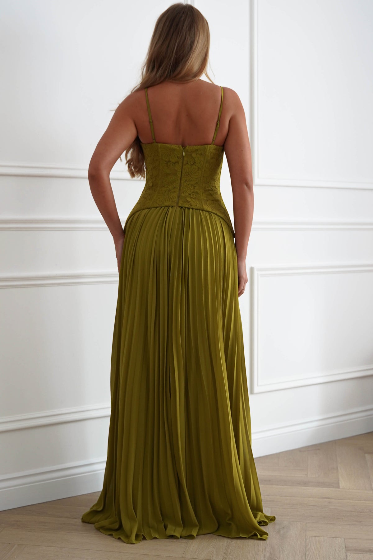 Victoria Dropped Peplum Maxi Dress | Olive Green-Oh Hello Clothing