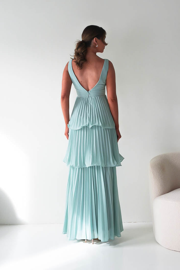 Vina Tiered Pleated Layered Maxi Dress | Mint-Oh Hello Clothing
