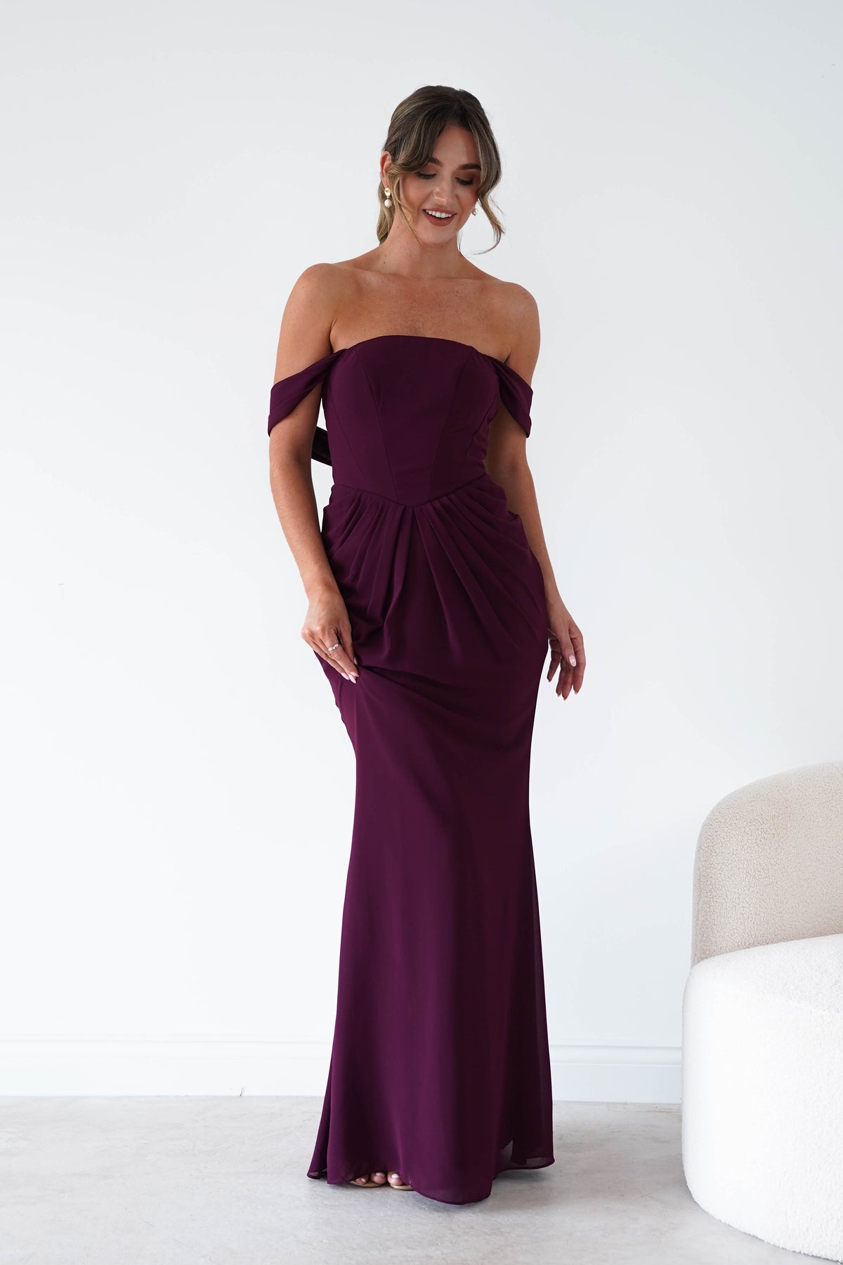 Willow Bardot Draped Maxi Dress | Wine-Oh Hello Clothing
