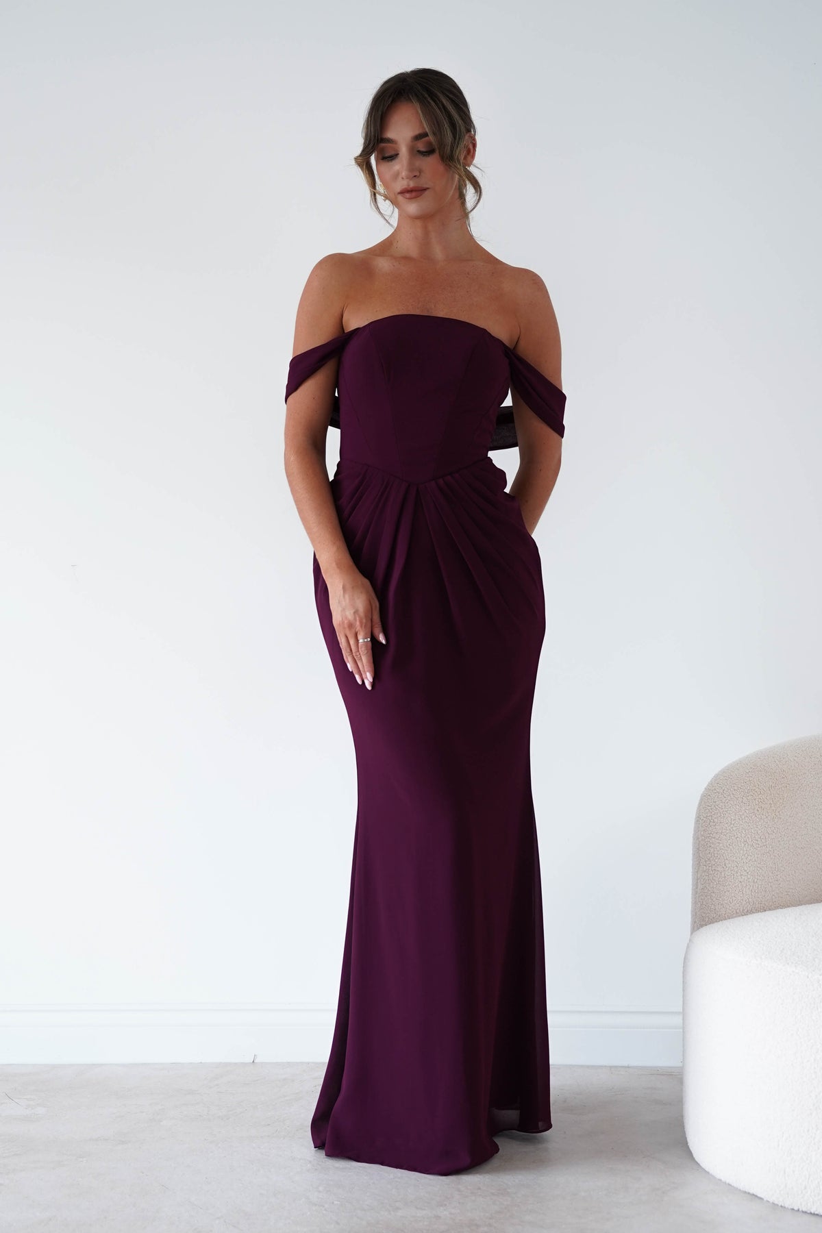 Willow Bardot Draped Maxi Dress | Wine-Oh Hello Clothing
