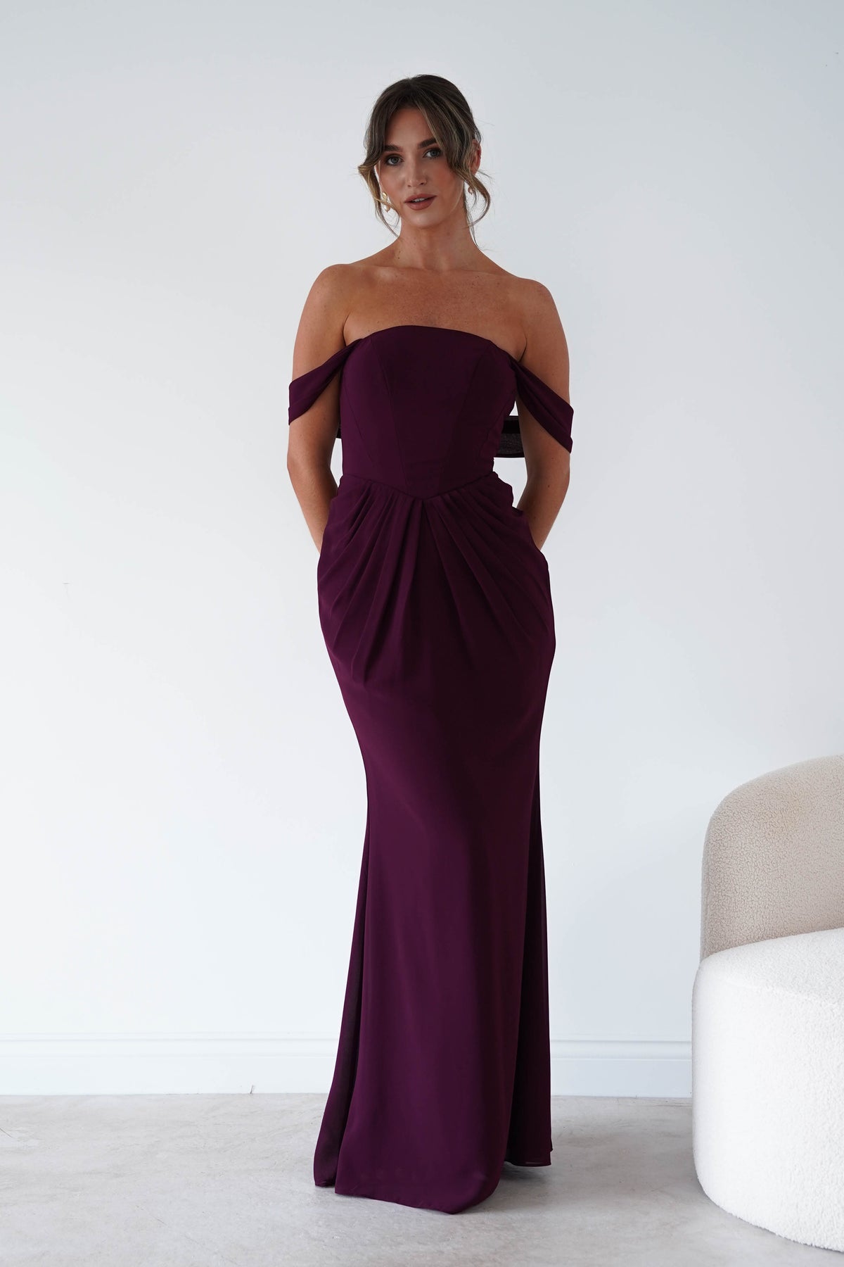 Willow Bardot Draped Maxi Dress | Wine-Oh Hello Clothing