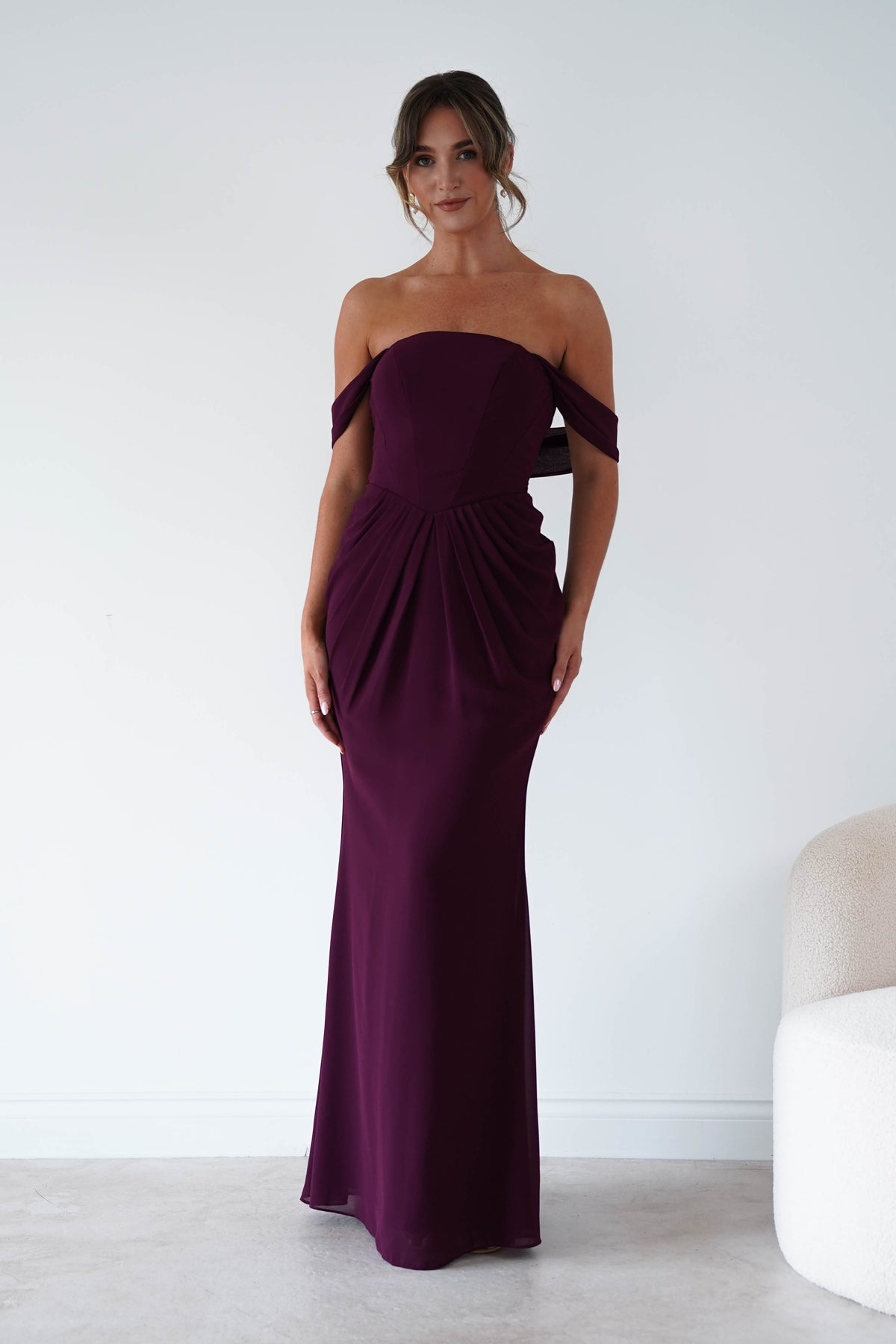 Willow Bardot Draped Maxi Dress | Wine-Oh Hello Clothing