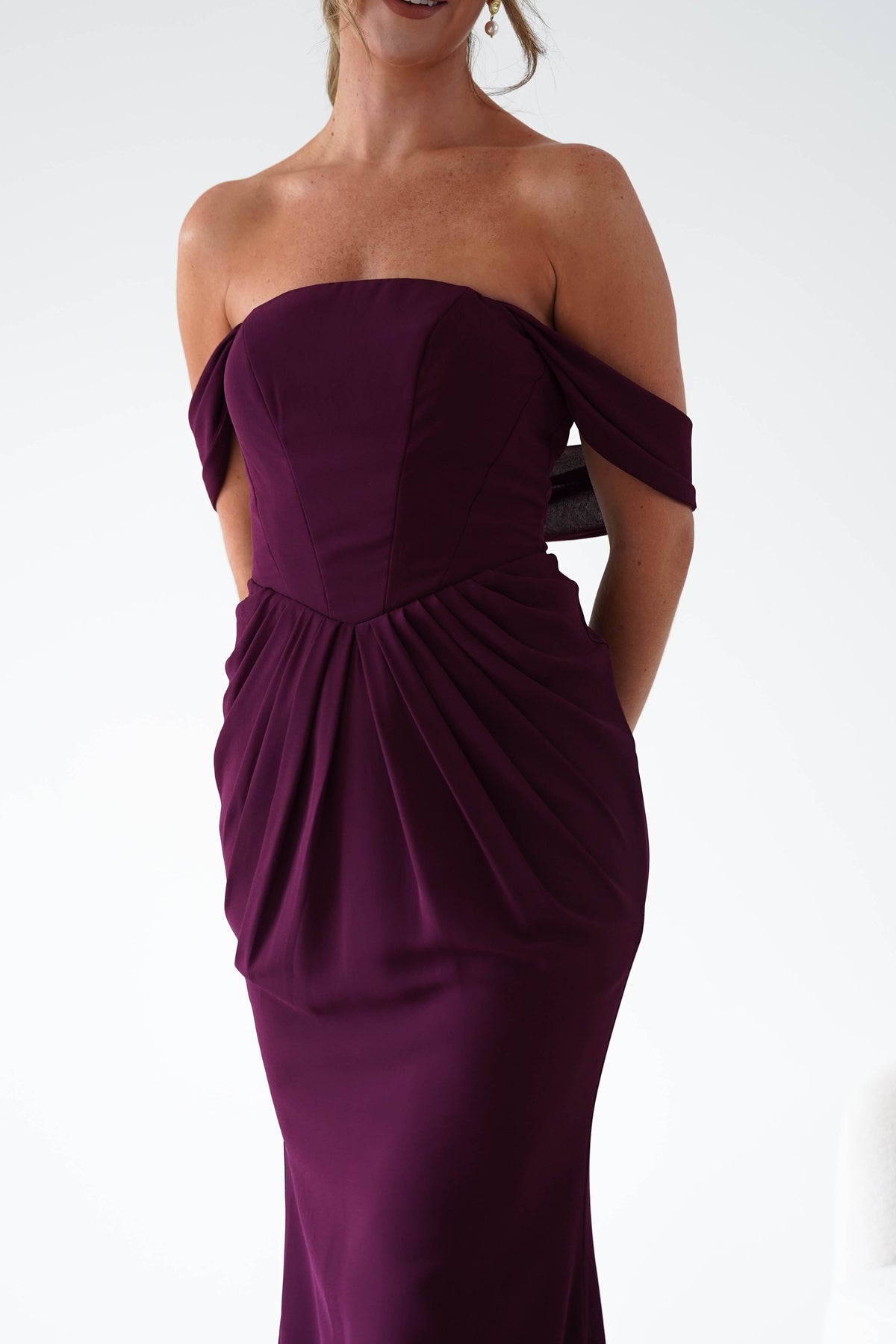 Willow Bardot Draped Maxi Dress | Wine-Oh Hello Clothing