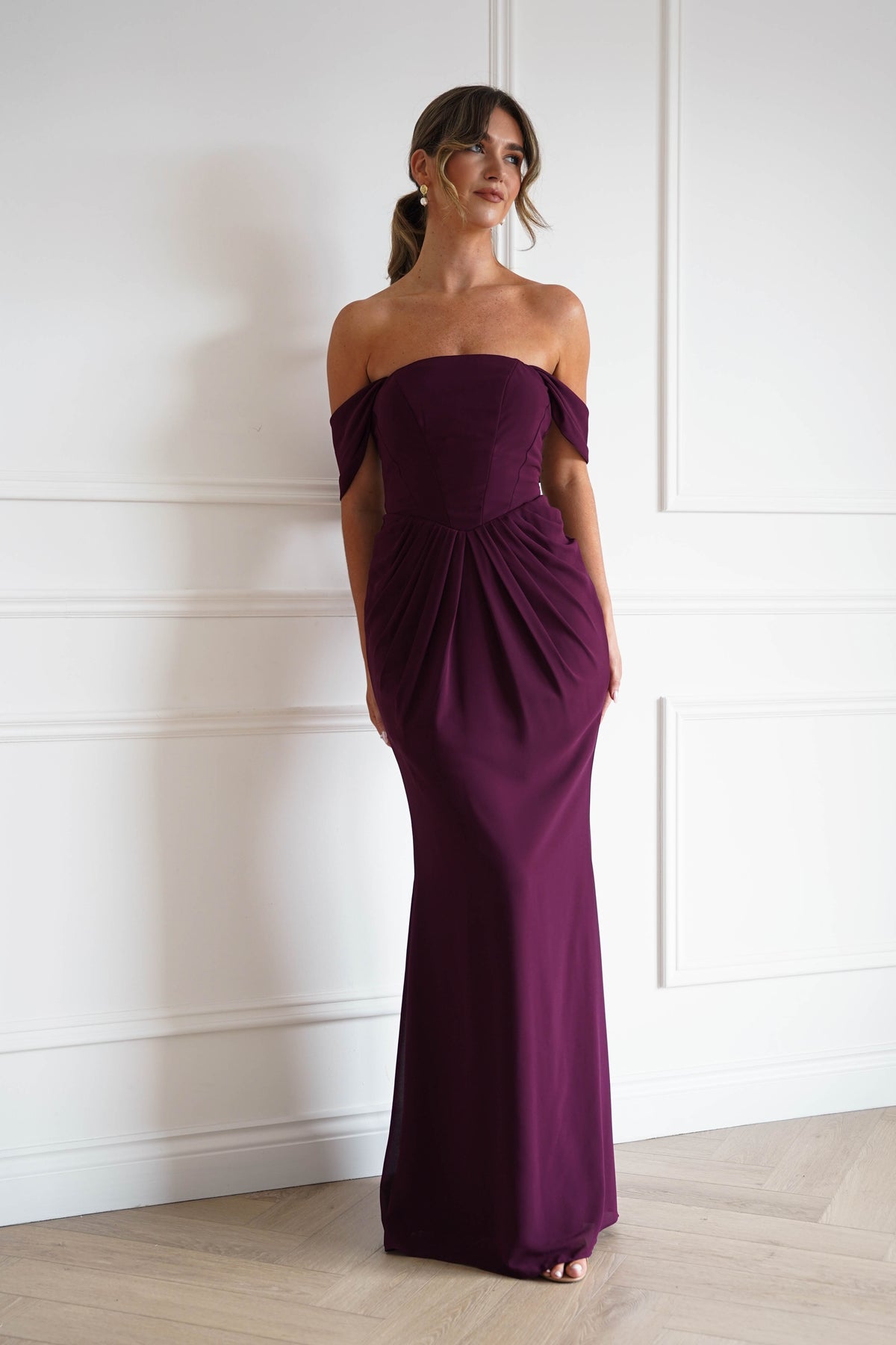Willow Bardot Draped Maxi Dress | Wine-Oh Hello Clothing