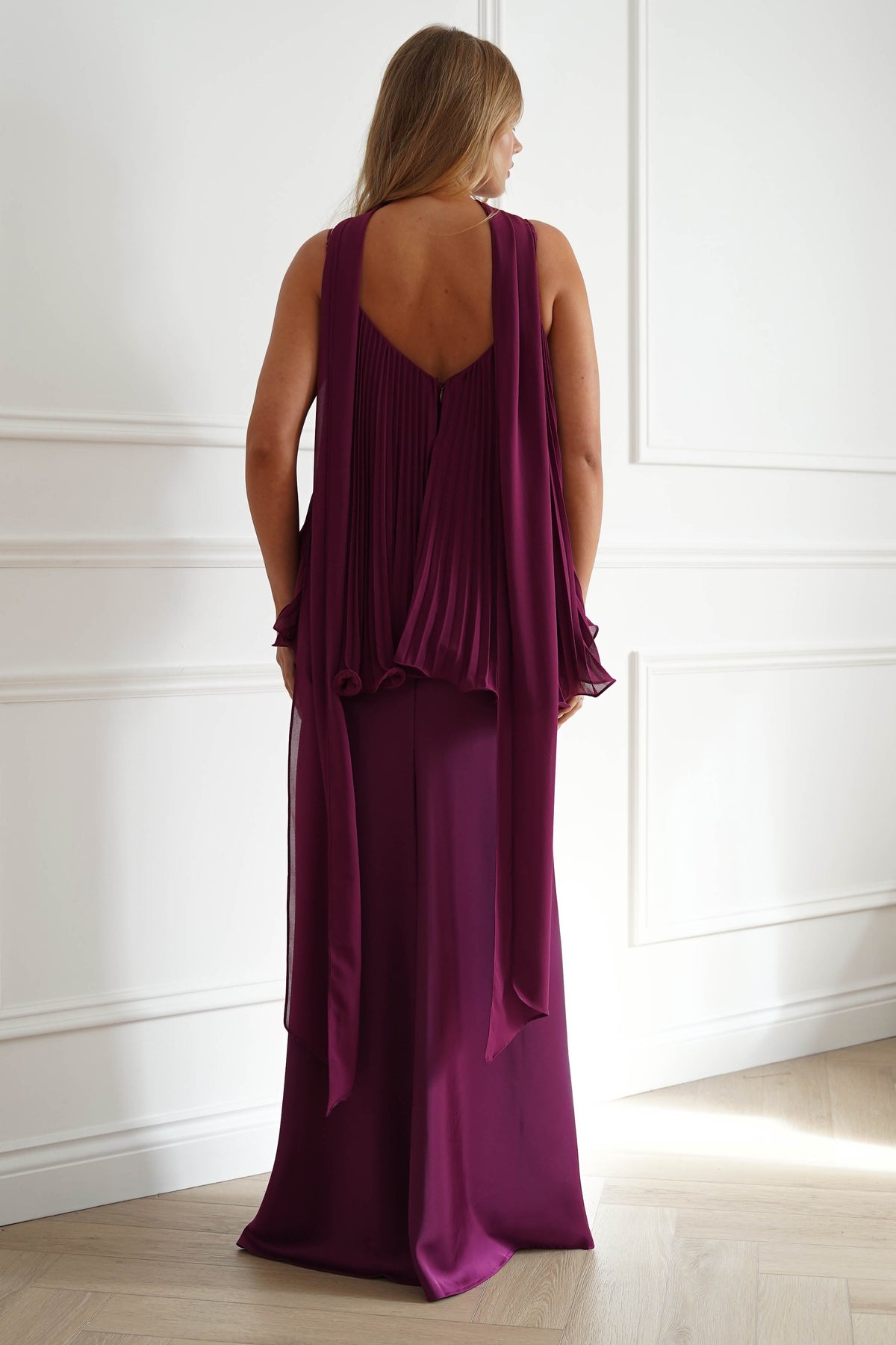 Zendaya Pleated Chiffon Overlay Maxi Dress | Plum-Oh Hello Clothing