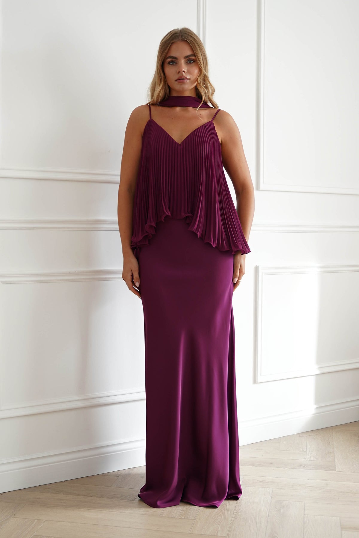Zendaya Pleated Chiffon Overlay Maxi Dress | Plum-Oh Hello Clothing