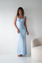 Oh Hello Clothing Women > Clothing > Dresses Addison Sqaure Neck Satin Maxi Dress | Blue
