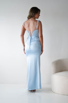 Oh Hello Clothing Women > Clothing > Dresses Addison Sqaure Neck Satin Maxi Dress | Blue
