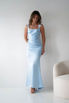 Oh Hello Clothing Women > Clothing > Dresses Addison Sqaure Neck Satin Maxi Dress | Blue
