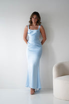 Oh Hello Clothing Women > Clothing > Dresses Addison Sqaure Neck Satin Maxi Dress | Blue