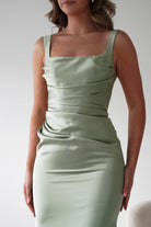 Oh Hello Clothing Women > Clothing > Dresses Addison Sqaure Neck Satin Maxi Dress | Sage