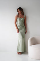 Oh Hello Clothing Women > Clothing > Dresses Addison Sqaure Neck Satin Maxi Dress | Sage