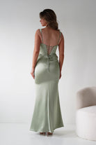 Oh Hello Clothing Women > Clothing > Dresses Addison Sqaure Neck Satin Maxi Dress | Sage
