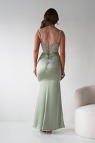 Oh Hello Clothing Women > Clothing > Dresses Addison Sqaure Neck Satin Maxi Dress | Sage