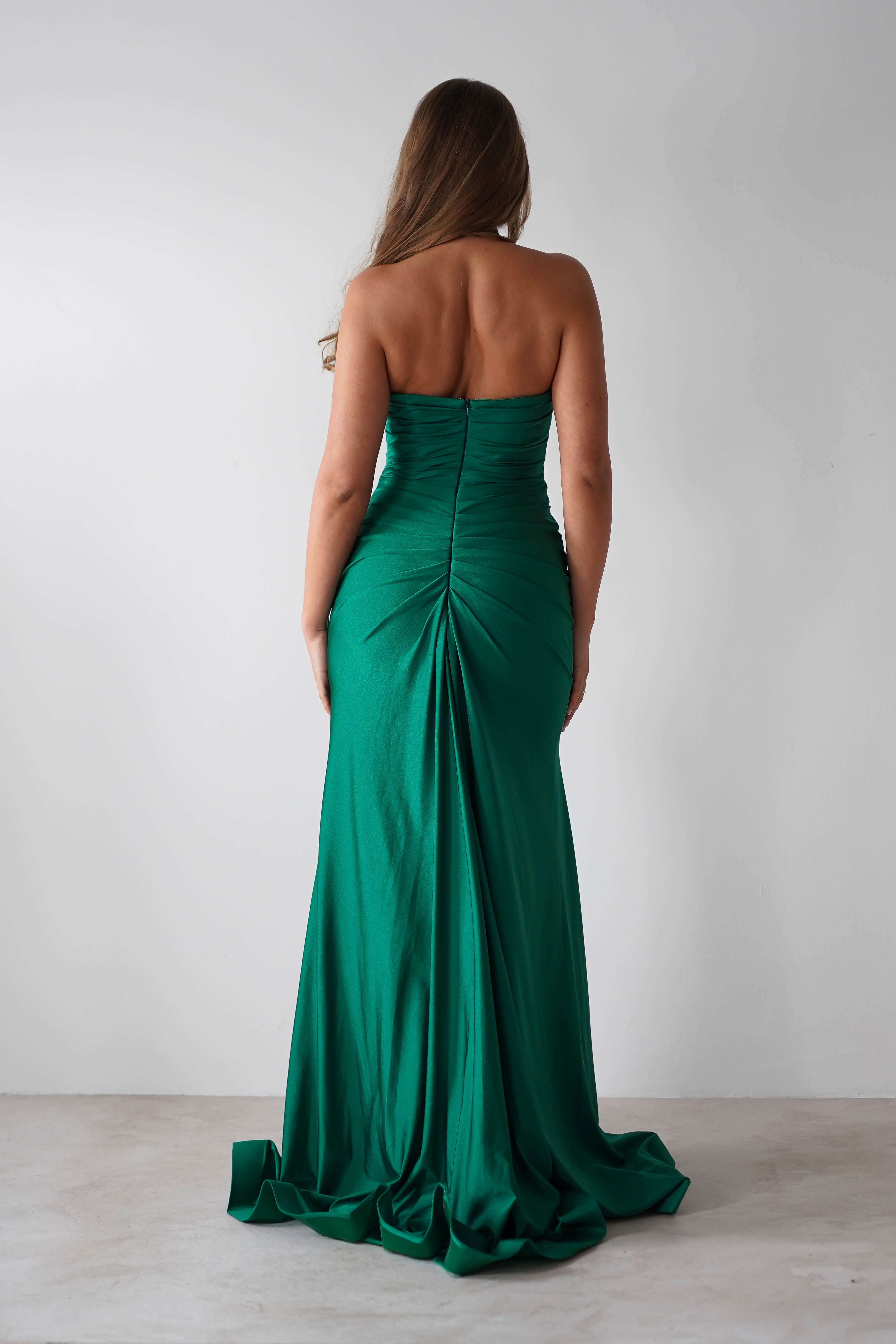 Adele Stretchy Halterneck Gown | Green