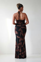 Oh Hello Clothing Dresses 1*DONE - BLUEBLUSH-BD160-2-Halter Neck Backless Floral Maxi Dress