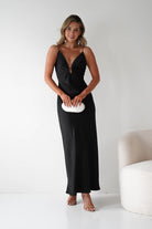 Adley Soft Satin Maxi Dress – Black Tie Satin Evening Gown | Oh Hello Clothing