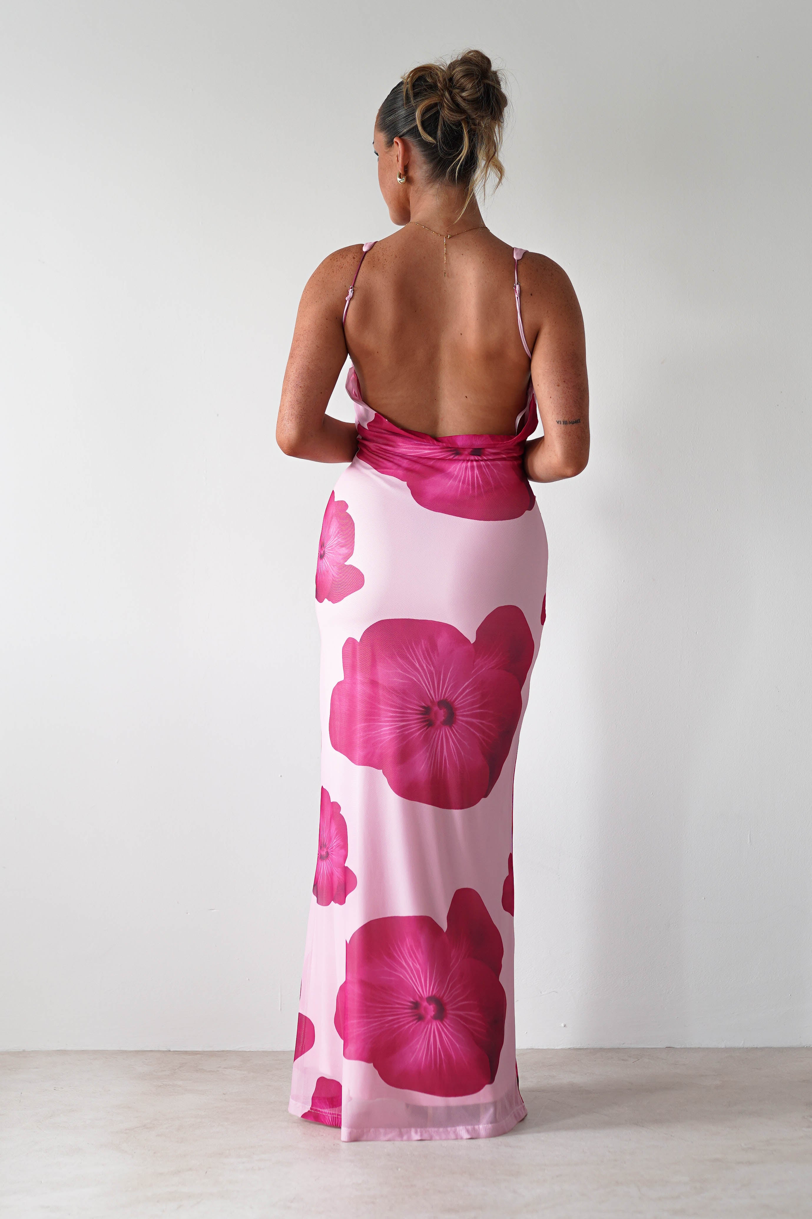 Aidia Floral Mesh Maxi Dress | Pink | Oh Hello Clothing | XS (6)
