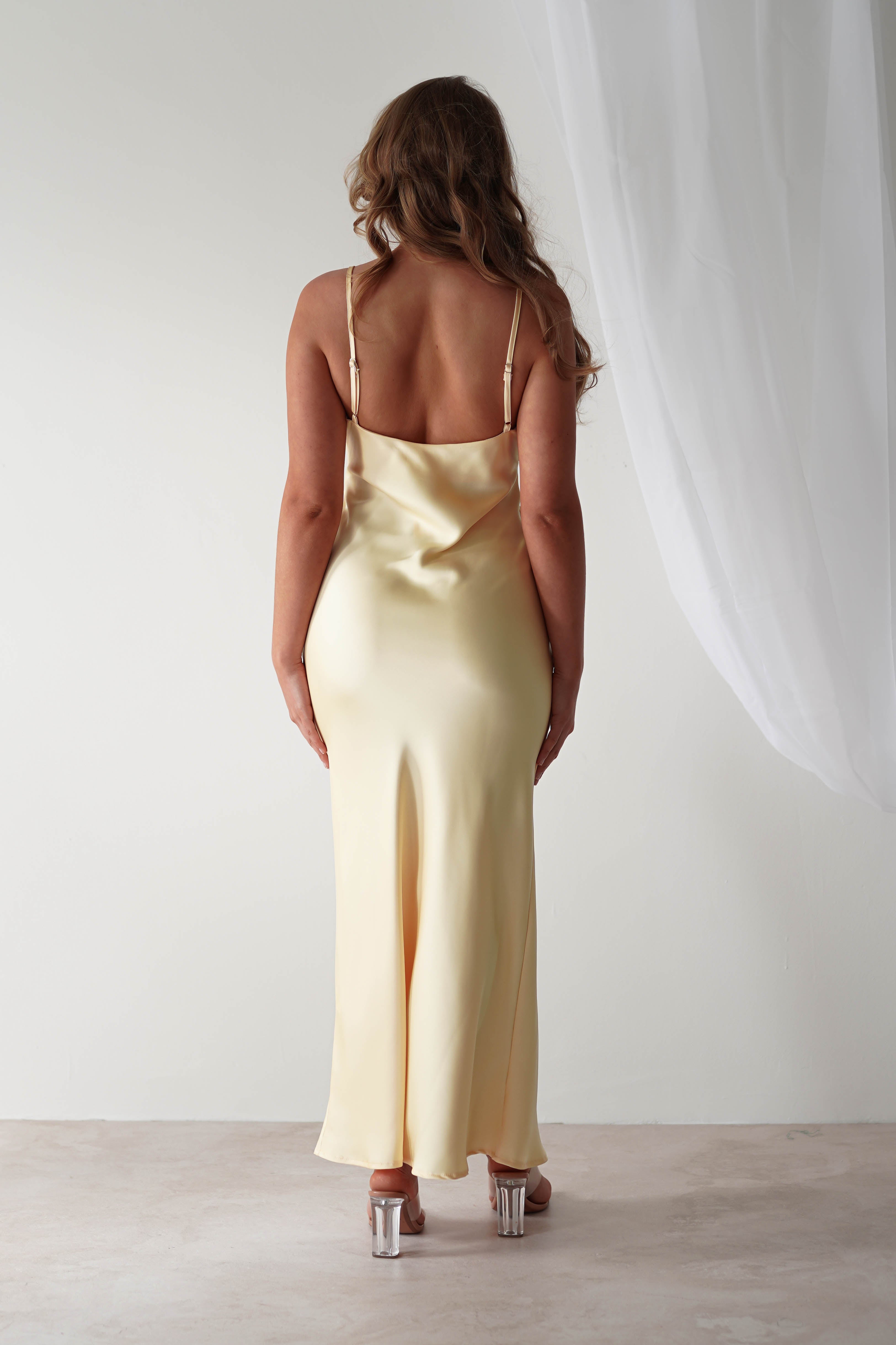 Aimie Soft Satin Maxi Dress | Butter Yellow