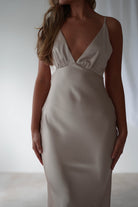 Aimie Soft Satin Maxi Dress | Champagne | Graduation | Bride To Be Hen Dress | Oh Hello Clothing