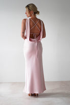 Alanna Soft Matte Satin Maxi Dress Blush Pink | Wedding Guest Dress | Maxi | Satin | Oh Hello Clothing