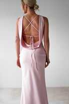 Alanna Soft Matte Satin Maxi Dress Blush Pink | Wedding Guest Dress | Maxi | Satin | Oh Hello Clothing