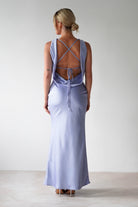 Alanna Soft Matte Satin Maxi Dress Periwinkle Blue | Wedding Guest Dress | Maxi | Satin | Oh Hello Clothing