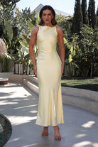 Alanna Soft Matte Satin Maxi Dress Yellow | Wedding Guest Dress | Maxi | Satin | Oh Hello Clothing
