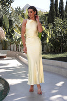 Alanna Soft Matte Satin Maxi Dress Yellow | Wedding Guest Dress | Maxi | Satin | Oh Hello Clothing