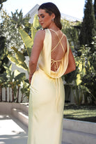 Alanna Soft Matte Satin Maxi Dress Yellow | Wedding Guest Dress | Maxi | Satin | Oh Hello Clothing