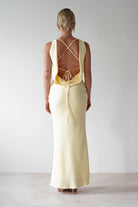 Alanna Soft Matte Satin Maxi Dress Yellow | Wedding Guest Dress | Maxi | Satin | Oh Hello Clothing