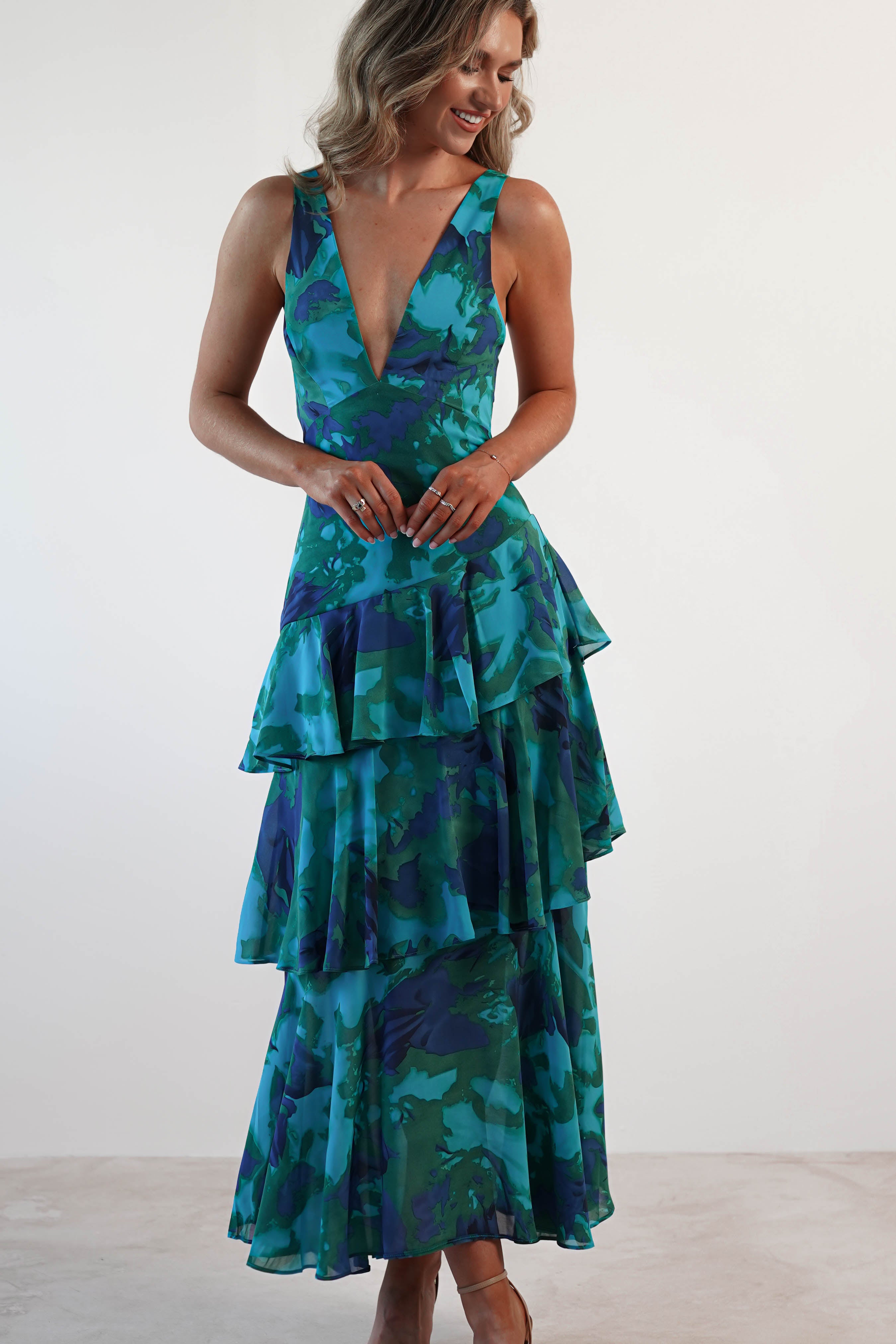 Alba Floral Print Maxi Dress | Green Print