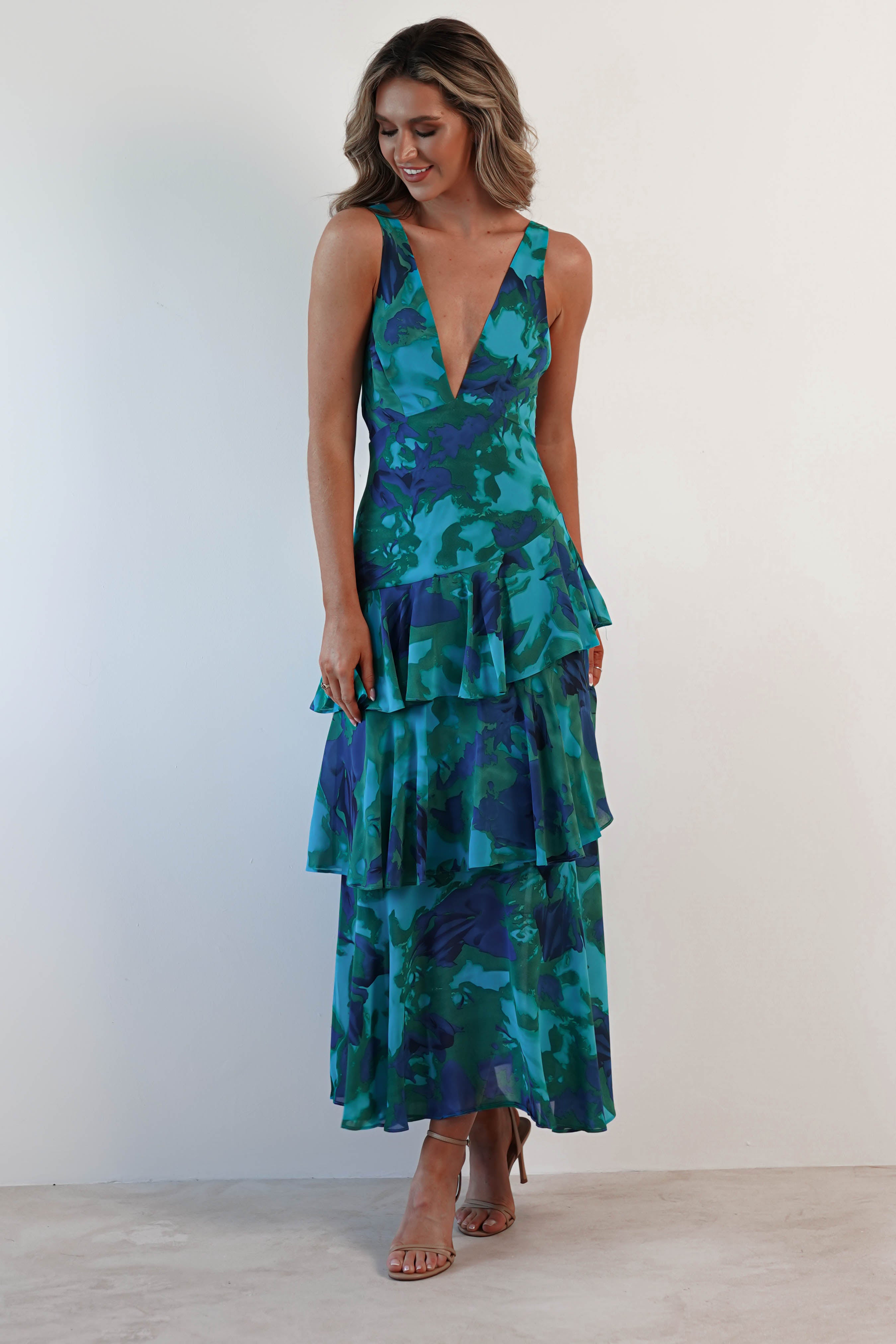 Alba Floral Print Maxi Dress | Green Print